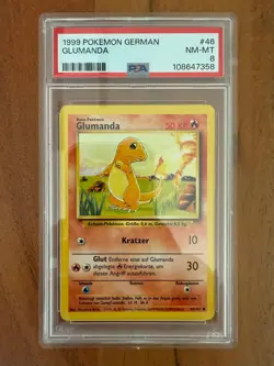 Pokemon · Glumanda · Basis-Set · 46/102 · Deutsch · 1999 · Karte · PSA 8 - Image 1