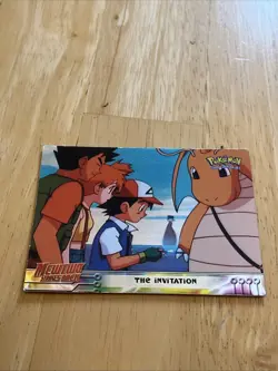 The Invitation #13 -HOLO FOIL Mewtwo Strikes Back (Topps) Pokemon Blue logo - Image 1