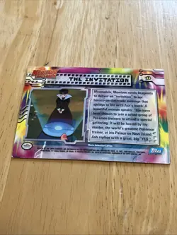 The Invitation #13 -HOLO FOIL Mewtwo Strikes Back (Topps) Pokemon Blue logo - Image 2