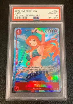 One Piece Card PSA10 Nami OP01-016 Alternate Art 2022 Japanese - Image 1