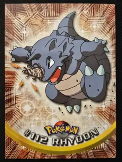 Rhydon #112 Topps Blue Label TV Animation Edition Non Holo Pokemon TCG 1999 NM - Image 1