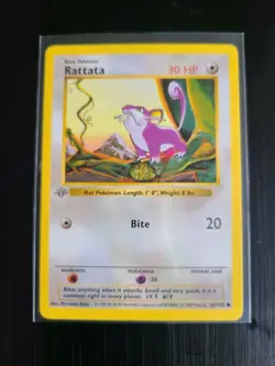 1st Edition Rattata Pokemon Card 61/102 Base Set Shadowless 1999 Near Mint NM - Image 1