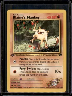 Blaine's Mankey 63/132 1st Edition Gym Challenge Pokemon Card - Image 1