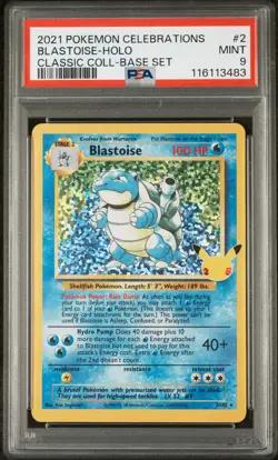 Blastoise Holo Pokemon Celebrations Classic Collection 2/102 PSA 9 - Image 1