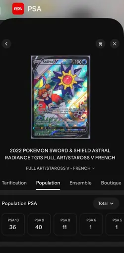 POP36 PSA 10 POKEMON STAROSS V TG13/TG30 FRANCAIS/FR 2022 TCG ASTRAL RADIANCE - Image 3