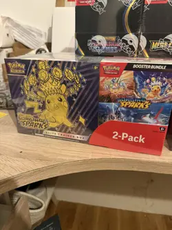 Pokemon TCG Surging Sparks Costco 2 Pack ETB & Booster Bundle Sealed New - Image 1