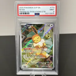 2025 Pokemon SVP En Black Star Promo Eevee Prismatic Evolutions ETB #173 PSA 9 - Image 1