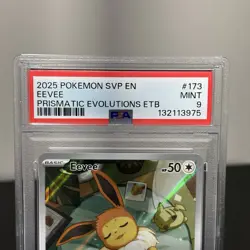 2025 Pokemon SVP En Black Star Promo Eevee Prismatic Evolutions ETB #173 PSA 9 - Image 3