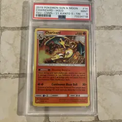 Pokemon Sun And Moon Team Up Charizard Cosmos Holo 14/181 Kanto Tin PSA 9 - Image 1