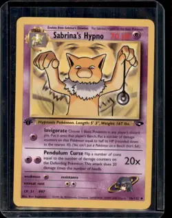 Sabrina's Hypno 56/132 1st Edition Gym Challenge Pokemon Card - LP - Image 1