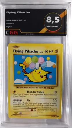 Carte pokemon Pikachu CGG 8,5 NM+ Mint ENGLISH Evolutions 110/108 22510033 - Image 1