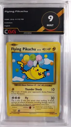 Carte pokemon Pikachu gradee CGG 9 Mint ENGLISH Evolutions 110/108 22510032 - Image 1