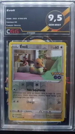 Carte pokemon Evoli Gradee CGG 9.5 Gem-Mint FRANCAIS Pokemon GO 054/078 21970006 - Image 1