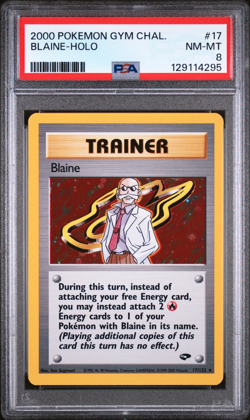 PSA 8 Blaine - Holo Rare NM-MT #17 Gym Challenge 2000 Pokemon 129114295 - Image 1