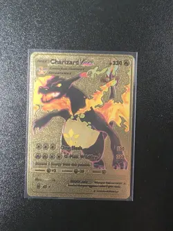 Pokemon Charizard VMAX Gold Metal Card Collectible Fan Art - Image 1