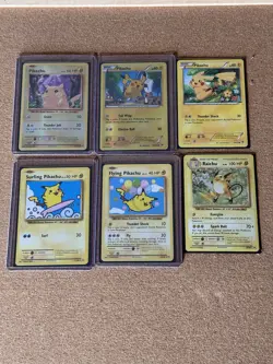 6x Vintage Pikachu Pokemon Card Lot Surfing Flying Raichu Holographic - Image 1