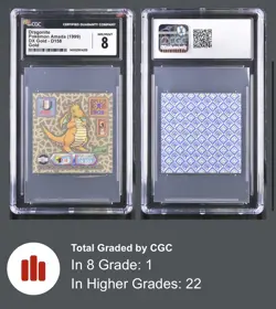 DRAGONITE 1999 AMADA POKEMON JAP #D158 SUPER DX GOLD STICKERS CGC POP 1 NM 8 - Image 3