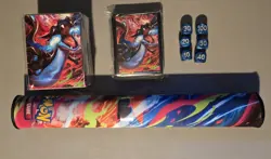 Mega Charizard X Play Mat - Pokemon + Extras (Deck Box, Sleeves, & Dice) - Image 1