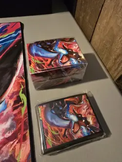 Mega Charizard X Play Mat - Pokemon + Extras (Deck Box, Sleeves, & Dice) - Image 3