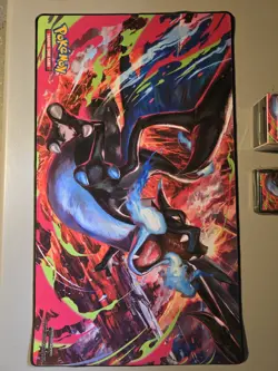 Mega Charizard X Play Mat - Pokemon + Extras (Deck Box, Sleeves, & Dice) - Image 4
