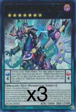 3X Yugioh Odd-Eyes Rebellion Xyz Dragon BLMR-EN005 Ultra Rare 1st Edition NM - Image 1