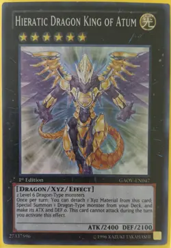 YuGiOh Hieratic Dragon King of Atum Super Rare 1st Edition GAOV-EN047 - Image 1