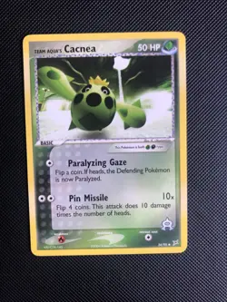 Pokemon EX Team Magma Vs Team Aqua Team Aqua’s Cacnea 24/95 LP - Image 1