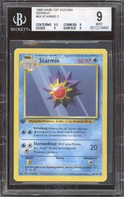 1999 Pokemon GERMAN 1st Edition Base Set Starmie 64/102 BGS 9 MINT - Image 1