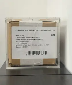 Pokemon Evolving Skies Booster Box Case Factory Sealed W/ Acrylic Case - Image 1