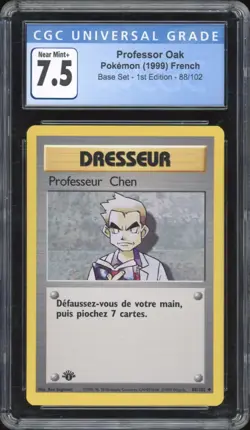 1999 Pokemon FRENCH 1st Edition Base Set Professeur Chen-Oak 88/102 CGC 7.5 - Image 1