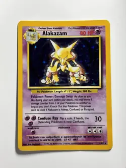 Base Set Alakazam Pokemon Card 1/102 Holo Rare WOTC Vintage TCG 1999 LP - Image 1