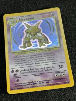 Base Set Alakazam Pokemon Card 1/102 Holo Rare WOTC Vintage TCG 1999 LP - Image 3