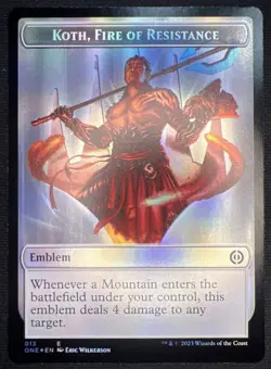 mtg magic EMBLEM Koth, Fire of Resistance FOIL ENGLISH Phyrexian Mite Token 1/1 - Image 1