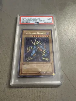 Yu-Gi-Oh! PSA 9 Tri-Horned-Dragon / 1st Edition / LOB-000 Secret Rare / English - Image 1