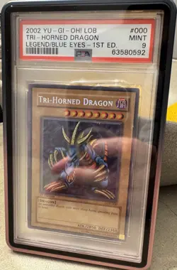 Yu-Gi-Oh! PSA 9 Tri-Horned-Dragon / 1st Edition / LOB-000 Secret Rare / English - Image 3