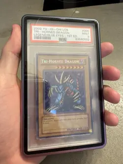 Yu-Gi-Oh! PSA 9 Tri-Horned-Dragon / 1st Edition / LOB-000 Secret Rare / English - Image 4