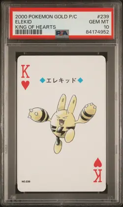 Pokemon Gold Poker Playing Card Elekid King of Hearts #239 PSA 10 Gem Mint - Image 1
