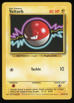 Voltorb NM 67/102 1999 Pokemon Unplayed Card Base Set - Image 1