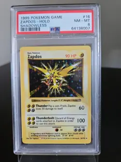 Base Set Pokemon Shadowless Zapdos Holo PSA 8 Vintage WOTC - Image 1