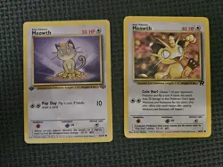 Pokemon Meowth 56/64 Jungle 1st Edition & Meowth Team Rocket 62/182 Vintage Lot - Image 1