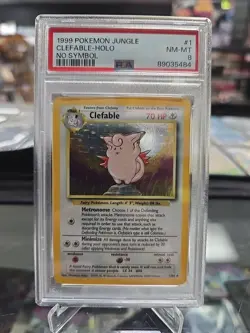 1999 POKEMON JUNGLE NO SYMBOL #1 CLEFABLE-HOLO PSA 8 - Image 1