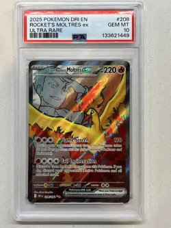 PSA 10 Rocket's moltres ex #208/182 - Destined Rivals Pokemon TCG - Image 1