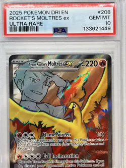 PSA 10 Rocket's moltres ex #208/182 - Destined Rivals Pokemon TCG - Image 2