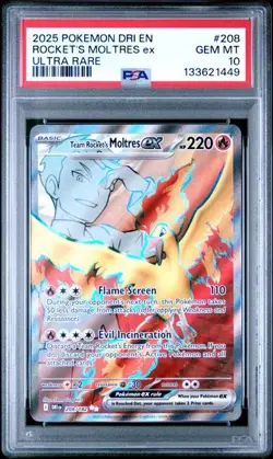 PSA 10 Rocket's moltres ex #208/182 - Destined Rivals Pokemon TCG - Image 4