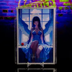 Hinata Hyuga Waifu Trading Card A6 Oversized Glitter Frame Naruto Angel Chase - Image 1