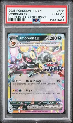 2025 Pokemon Prismatic Evolution Umbreon EX Surprise Box Exclusive PSA 10 - Image 1