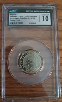 Rattata Pokemon Coins (1998) Japanese Meiji Battle Coin Ser. 1-SP25 GEM MINT 10 - Image 1