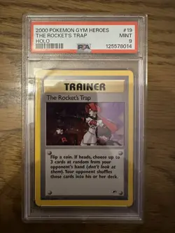Pokemon Gym Heroes 19 The Rocket's Trap PSA 9 Mint - Image 1