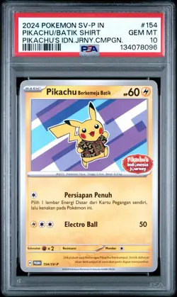 2024 POKEMON INDONESIAN SV-P PROMO #154 PIKACHU IN BATIK SHIRT PSA 10 - Image 1