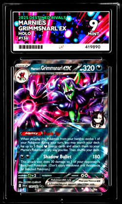 Pokemon TCG: Destined Rivals Marnie's Grimmsnarl EX #136 ACE 9 Mint - Image 1